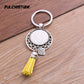 9 Color Tassels Key Rings Chain Filligree Fit Round 25mm Logo Pendant Diy