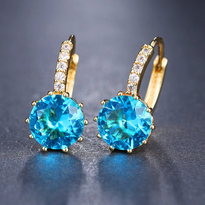 Light blue Zirconia Stud Earrings Women Fashion Jewelry Girl Accessories