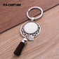 9 Color Tassels Key Rings Chain Filligree Fit Round 25mm Logo Pendant Diy