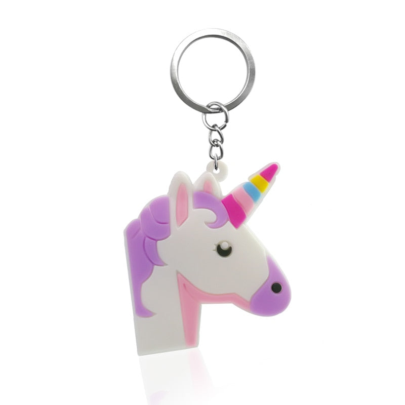 Purple Unicorn Head Keychain Cute Key Holder Cartoon Keyring Fashion Charm