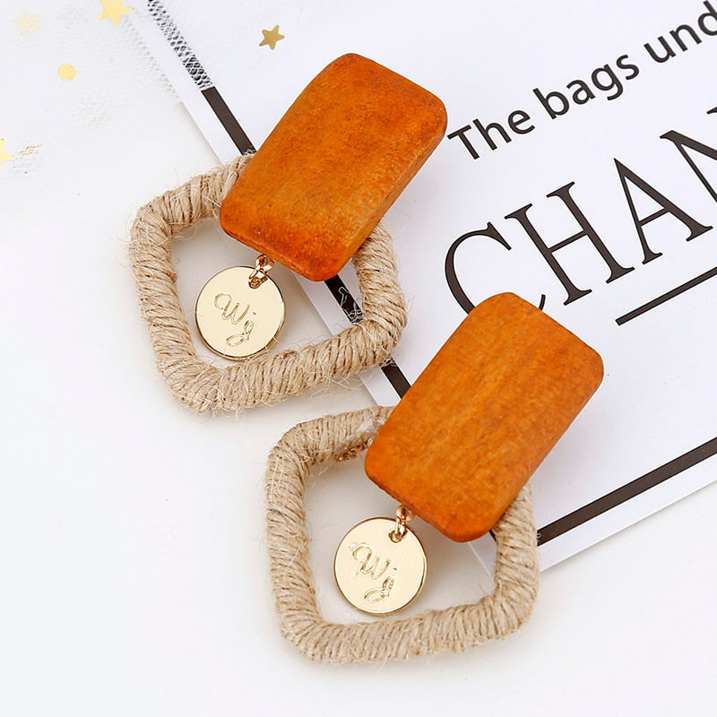 14 Styles Geometric Bamboo Round Party Statement Drop Earrings Modern Women