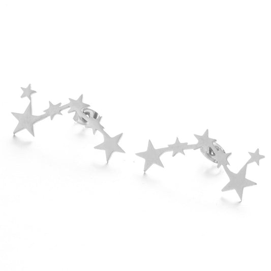 Stars Art DIY Stud Earrings Girls Ear Ornaments Stainless Steel Jewlery Gifts