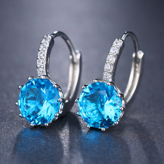 Blue Element Stud Earrings Women Zirconia  Fashion Jewelry Girl Accessories