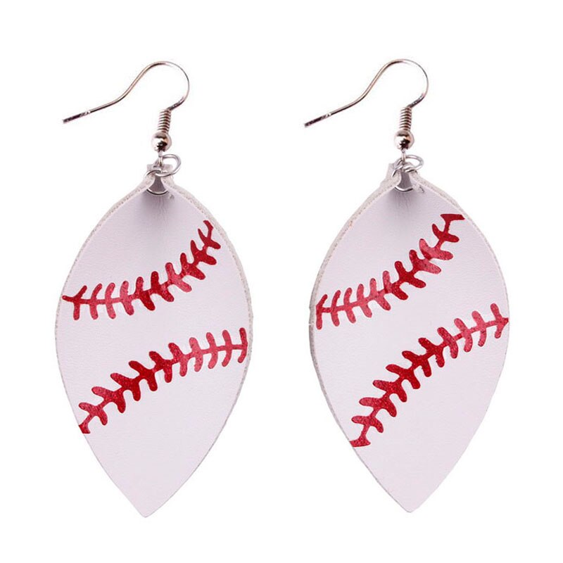Baseball Ball Pendant PU Leather Lady Cute Drop Earrings for Women Jewelry Girls