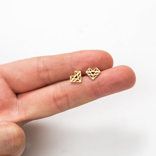 Diamond Shaped Heart Stud Earring Wedding Party Birthday Gift Jewelry Cute