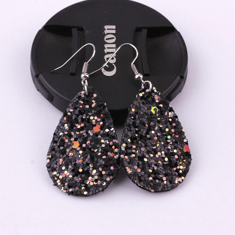 Glitter Sparkling Water Drop Shaped Lady Cute Dangle Earrings for Women Jewelry
