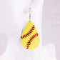 Baseball Ball Pendant PU Leather Lady Cute Drop Earrings for Women Jewelry Girls