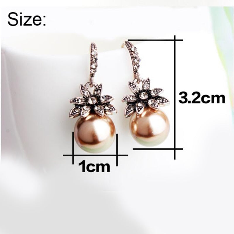 Brown Pearl Drop Earrings Modern Women Stylish Gift Jewelry Ear Fashion Pendant