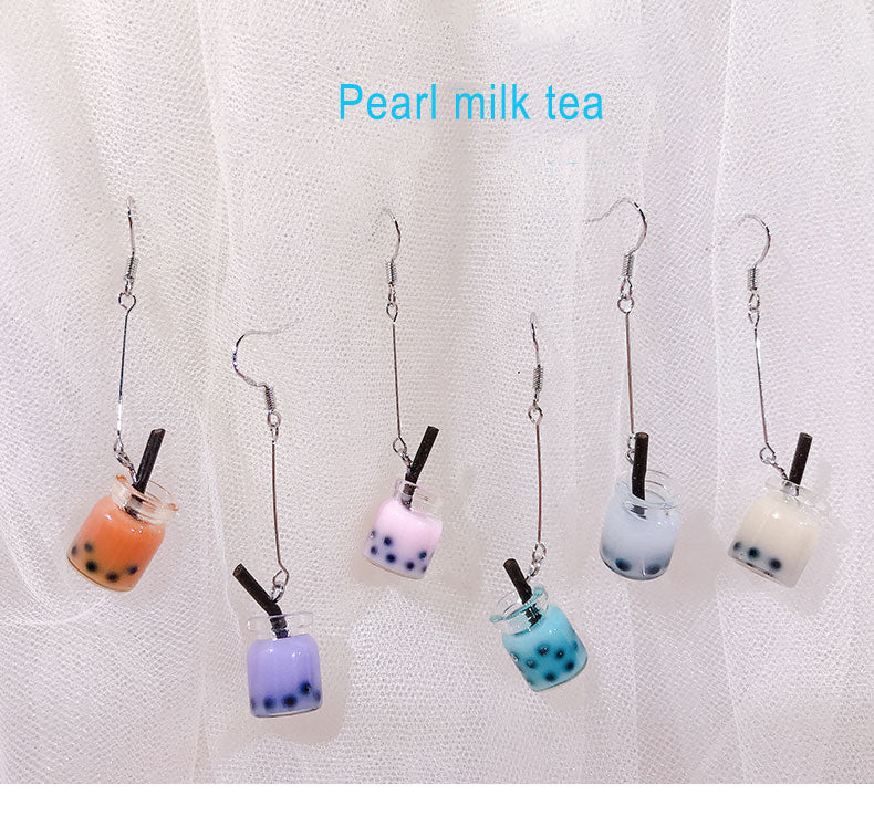 12 Styles Colorful Acrylic Milk Tea Dangle Earrings for Girls Women Birthday