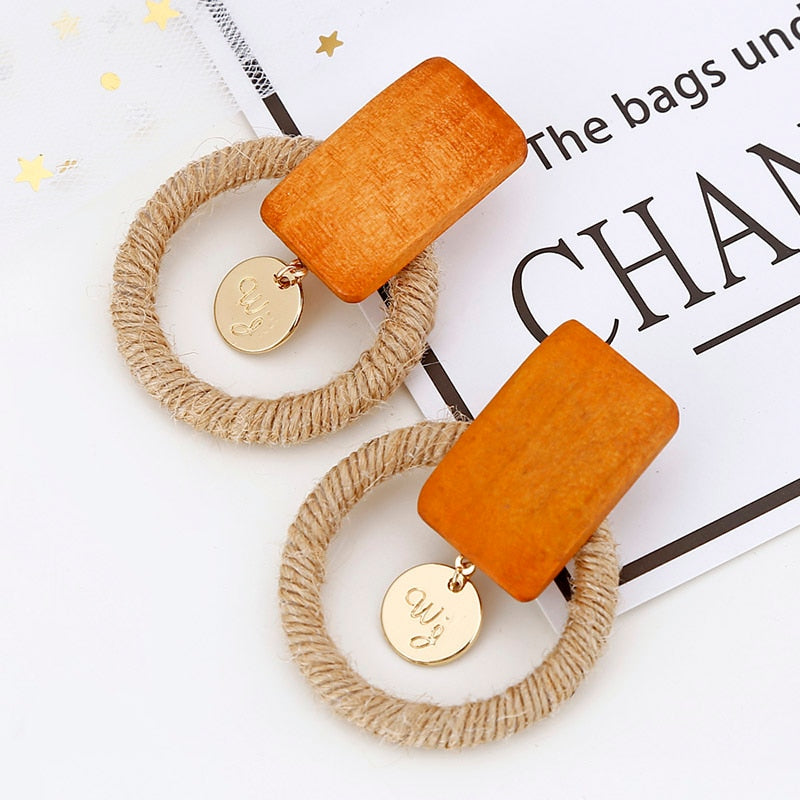 14 Styles Geometric Bamboo Round Party Statement Drop Earrings Modern Women