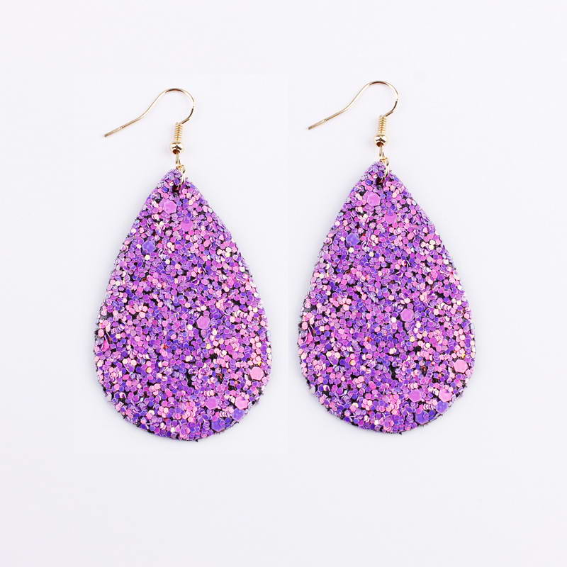 Glitter Sparkling Water Drop Shaped Lady Cute Dangle Earrings for Women Jewelry