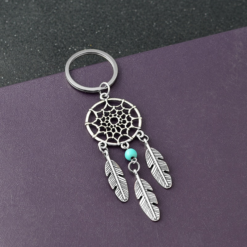 2 Styles Beads Dreamcatcher Feather Wind Dream Catcher Key Chain Women Vintage