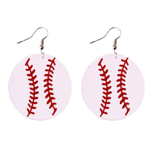 Baseball Ball Pendant PU Leather Lady Cute Drop Earrings for Women Jewelry Girls