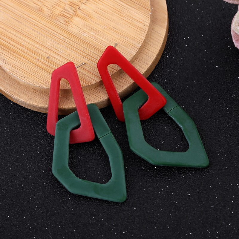 4 Colors Geometric Rings Acrylic Drop Earrings Women Girl Party Gift Fashion Ear