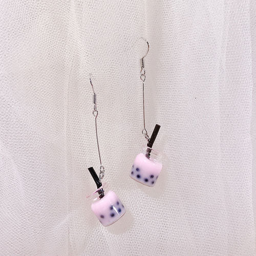 12 Styles Colorful Acrylic Milk Tea Dangle Earrings for Girls Women Birthday