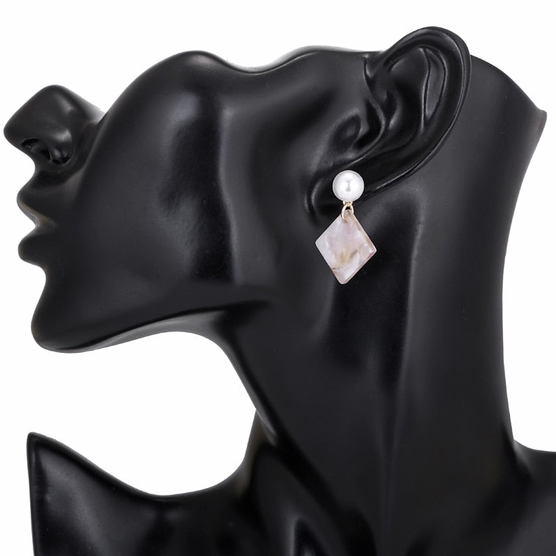 Colorful Acrylic Square Simple Drop Earrings Women Girl Party Gift Fashion Ear