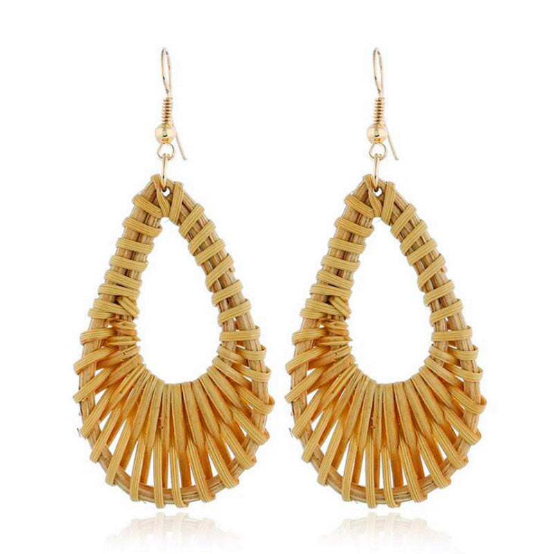 Drop Shape Bamboo Braid Earrings Modern Women Stylish Gift Jewelry Ear Fashion