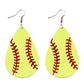 Baseball Ball Pendant PU Leather Lady Cute Drop Earrings for Women Jewelry Girls