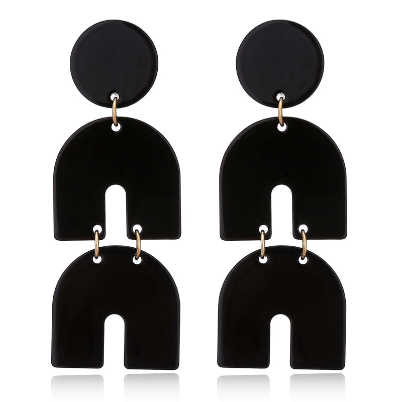 Multi-layer Acrylic Earring Round Semicircle Drop Earrings Women Girl Party Gift