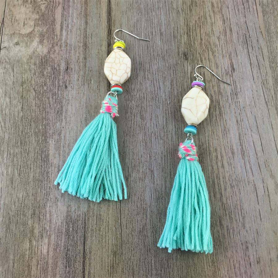 5 Styles Cotton Tassel Dangle Earrings Women Fashion Modern Accessories Cute