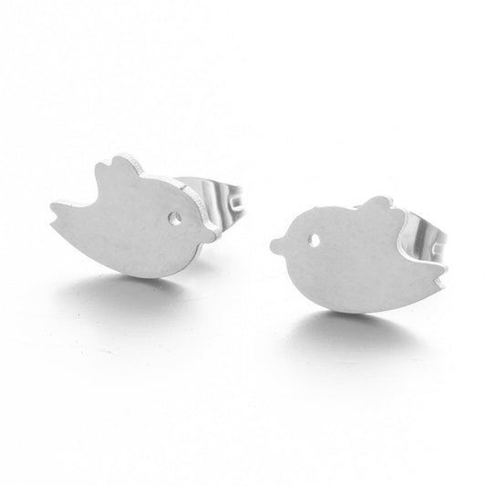 Wildlife Bird Nature Stud Earrings Girls Ear Ornaments Stainless Steel Jewlery