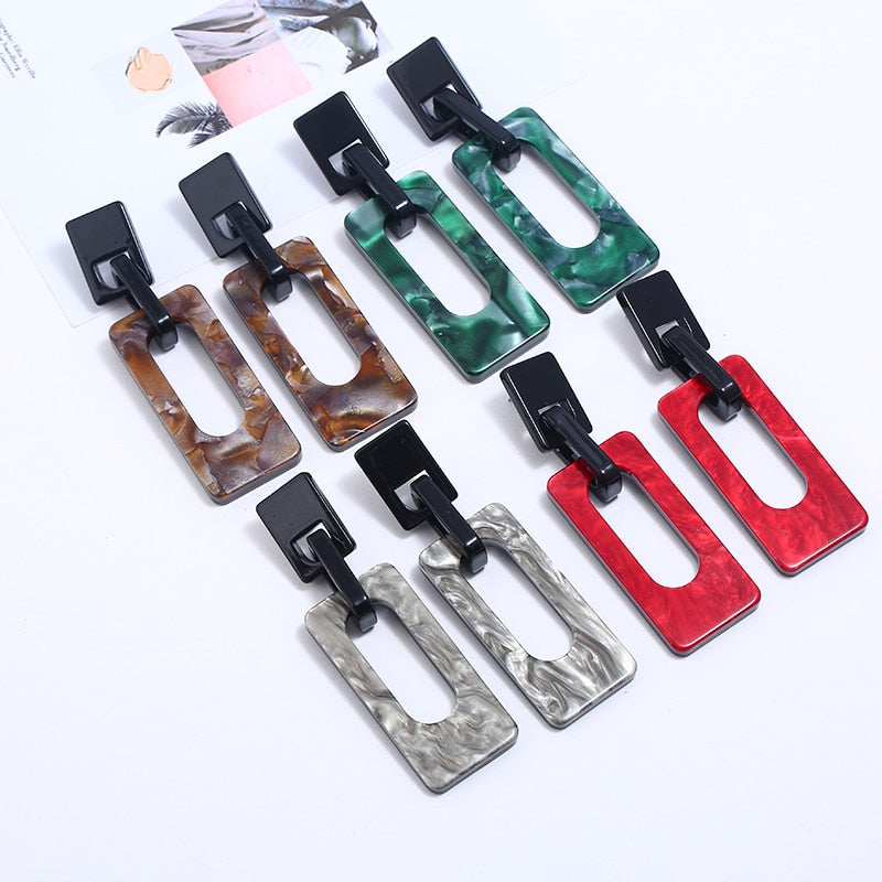 Acrylic Rectangular Drop Earrings Women Girl Party Gift Fashion Ear Jewelry