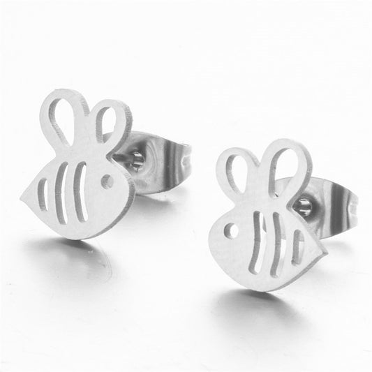 Honey Bee Animal Stud Earrings Girls Ear Ornaments Stainless Steel Jewlery Gifts