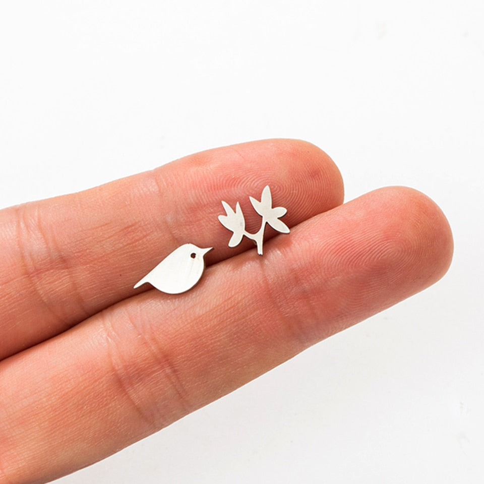 Creative Branch Bird Stud Earring Wedding Party Birthday Gift Jewelry Cute