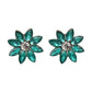 1pair Rhinestone Decor Flower Shaped Stud Earrings for Women Girls Ear Studs