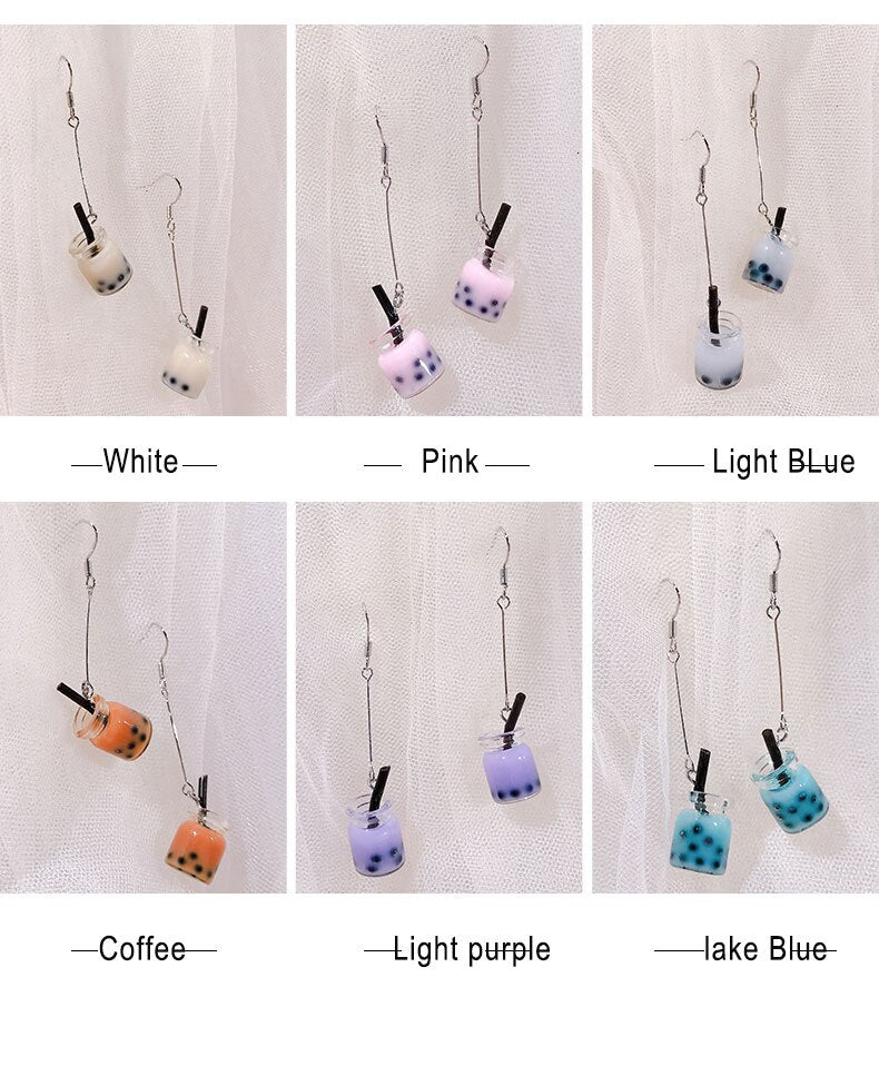 12 Styles Colorful Acrylic Milk Tea Dangle Earrings for Girls Women Birthday