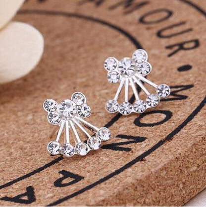 Bow Cherry Rhinestone Stud Earrings Women Art Fashion Cartoon Earrings Creative