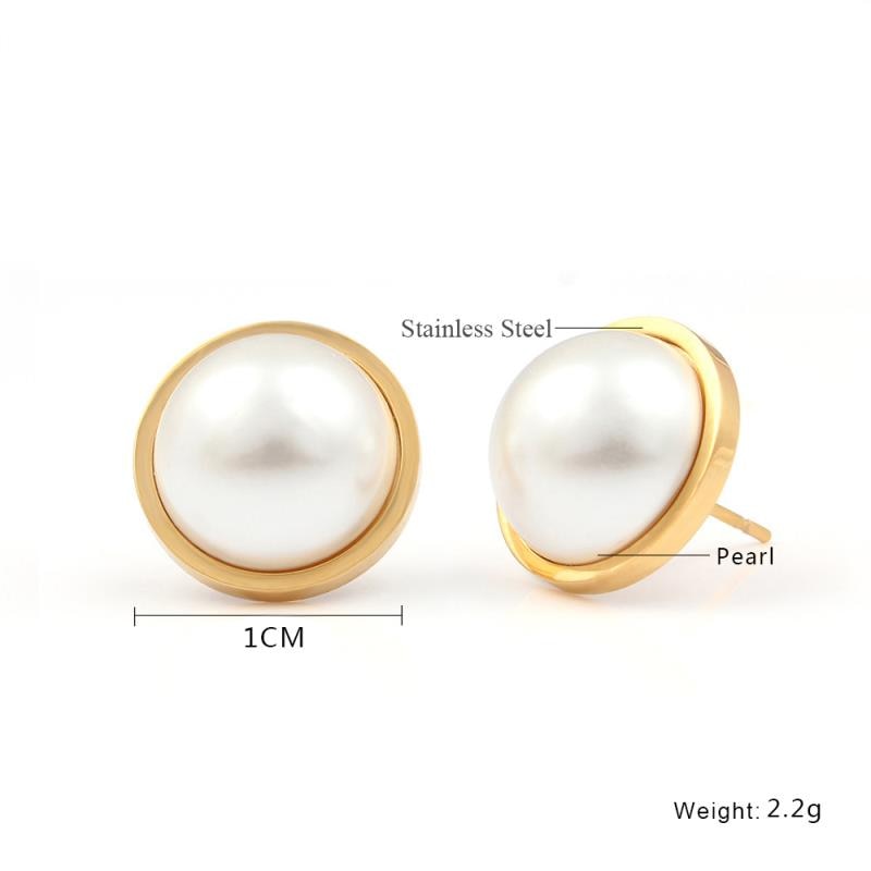 Button Imitation Pearl Stud Earring Wedding Party Birthday Gift Jewelry Cute