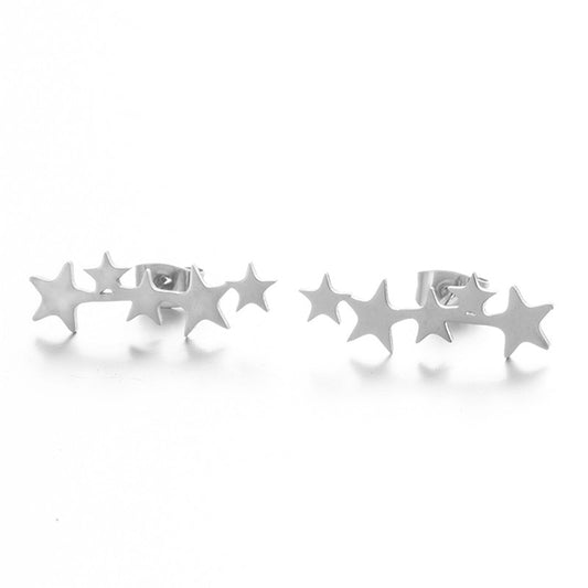 Sparkle Stars Stud Earrings Girls Ear Ornaments Stainless Steel Jewlery Gifts