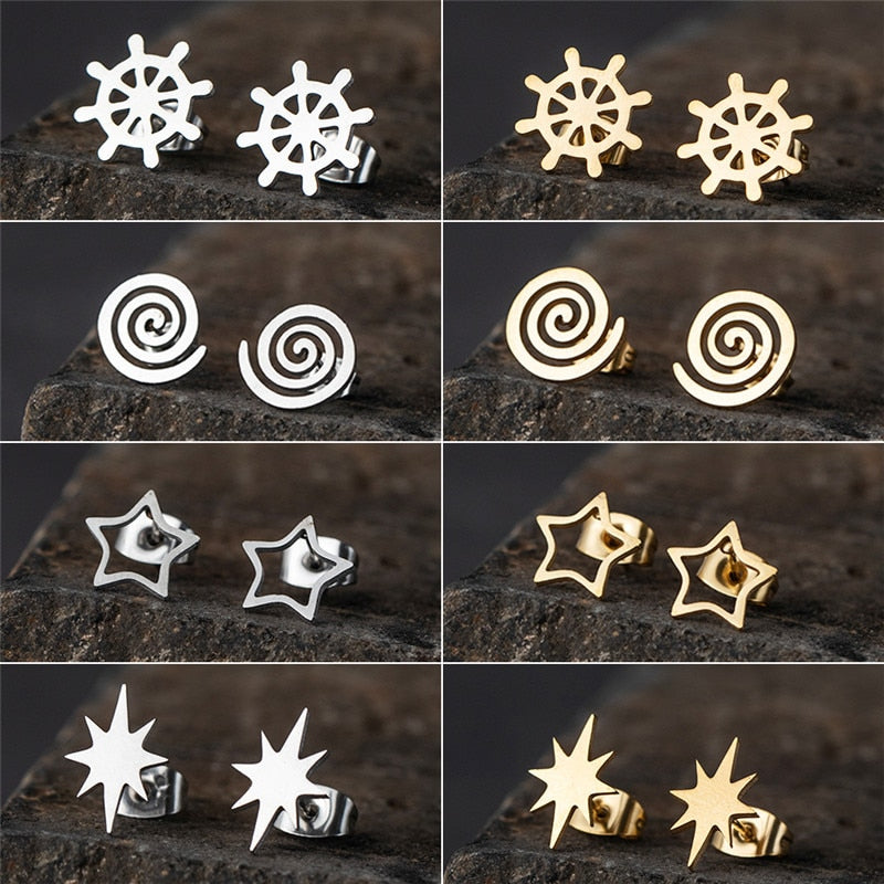 24 Styles Minimalist Cute Multiple Shapes Stud Earrings Women Girl Party