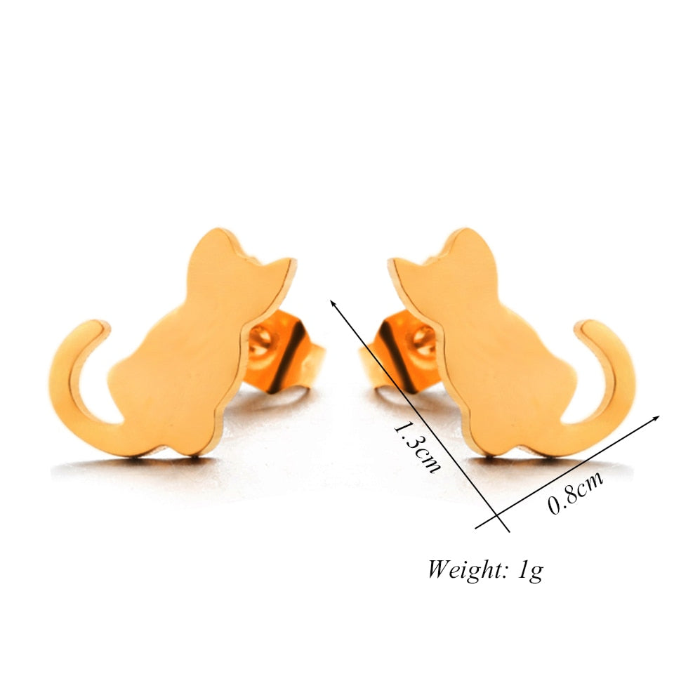 Cat Mini Studs Earring Cute Female Ear Ornament Charm Jewelry Accessory