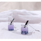 Purple Milk Tea Dangle Earrings for Girls Women Birthday Gift Lovely Jewelry