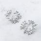 Silvery Leafy Circle Vintage Stud Earrings Women Antique Earring Jewelry