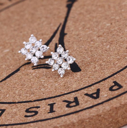 Rhinestone Square Stud Earrings Women Art Fashion Cartoon Earrings Creative