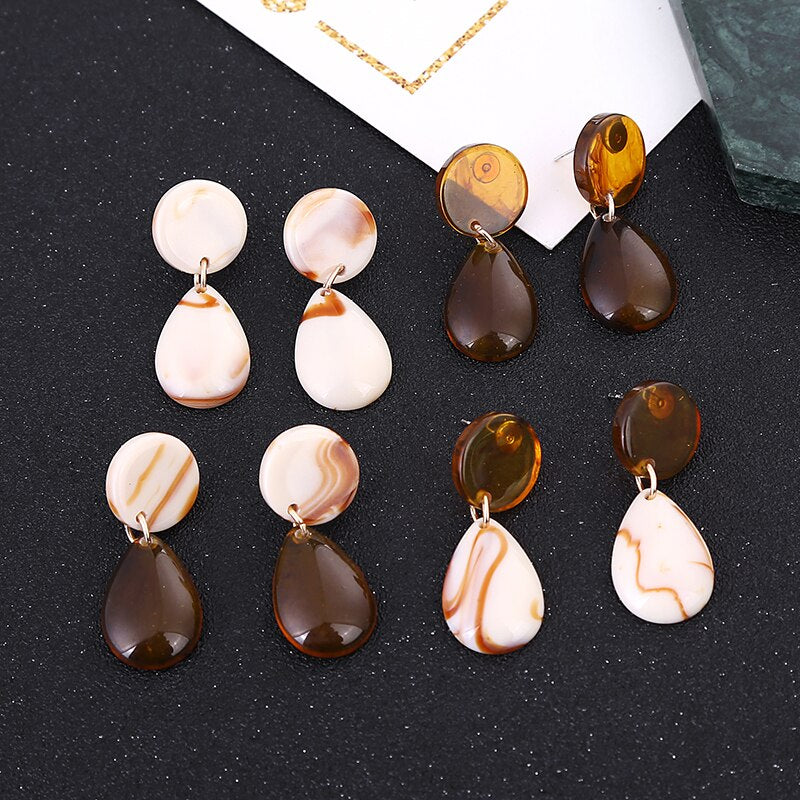 Resin Tortoiseshell Acrylic Water Drop Earrings Women Girl Party Gift Fashion