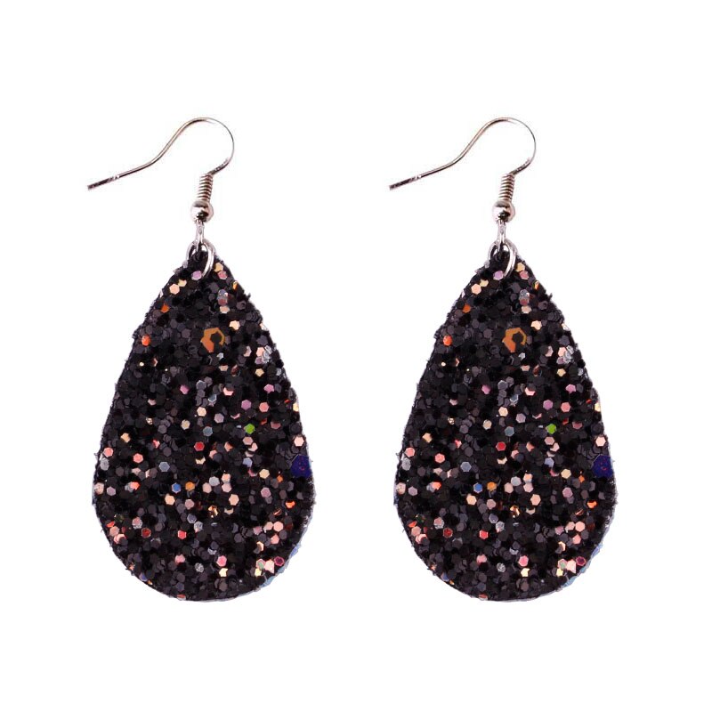 Glitter Sparkling Water Drop Shaped Lady Cute Dangle Earrings for Women Jewelry