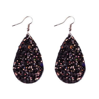 Glitter Sparkling Water Drop Shaped Lady Cute Dangle Earrings for Women Jewelry