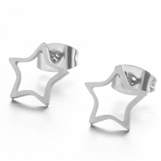 Star Stud earrings Women Girl Party Stainless Steel Jewelry