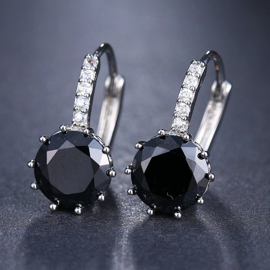 Black Earring Zirconia Element Stud Earrings Women Fashion Jewelry Girl