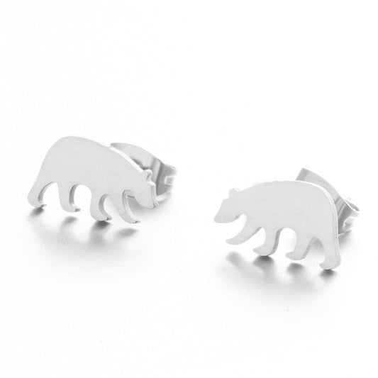 Animal Wild Bear Stud Earrings Girls Ear Ornaments Stainless Steel Jewlery Gifts