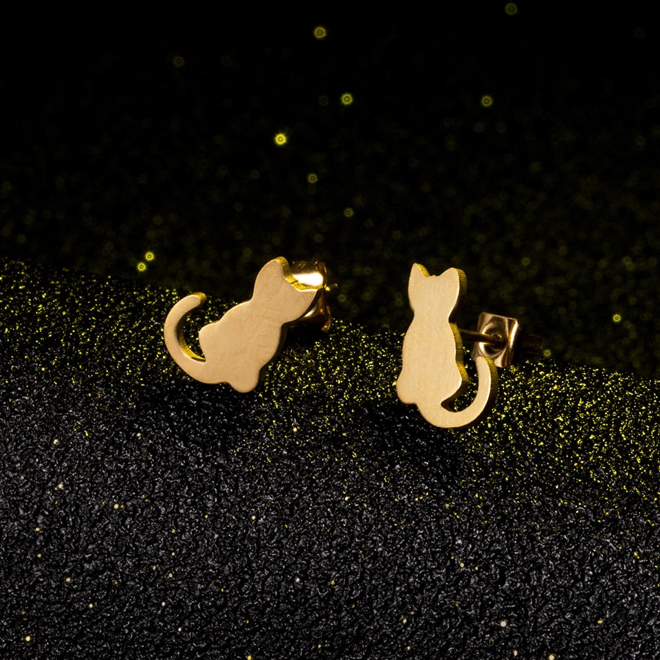 Cat Mini Studs Earring Cute Female Ear Ornament Charm Jewelry Accessory