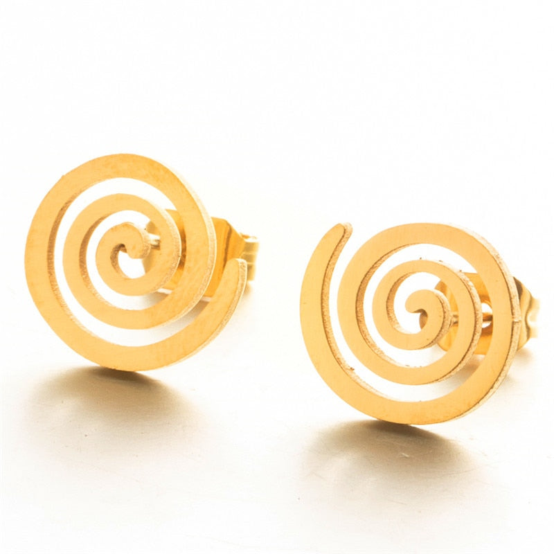 Windy Swirl Stud earrings Women Girl Party Stainless Steel Jewelry