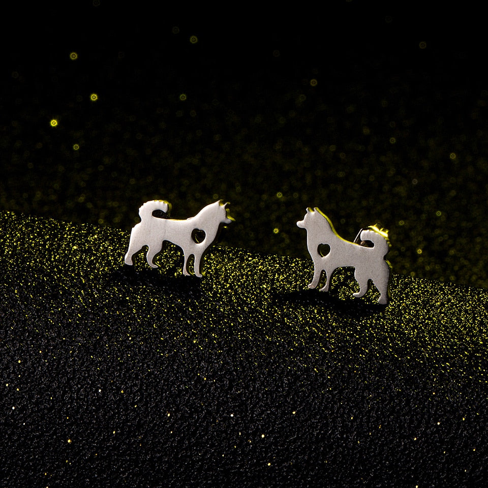 Stainless Steel Doggy Stud Earrings For Women girls Ear Ornaments jewelry