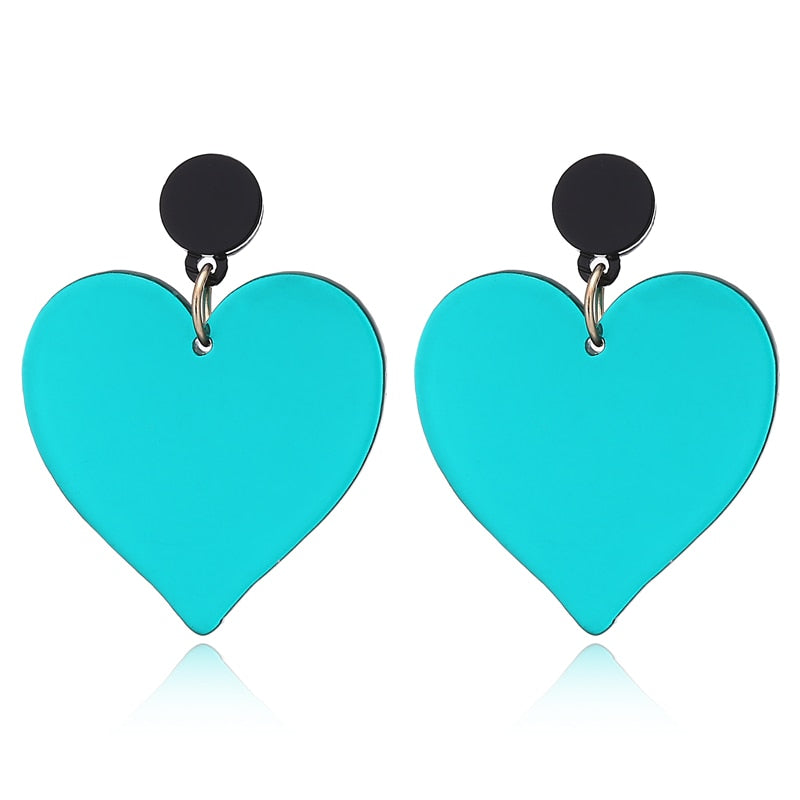 Colorful Acrylic Heart Dangle Earrings Cartoon Ear Pendants Accessories Women