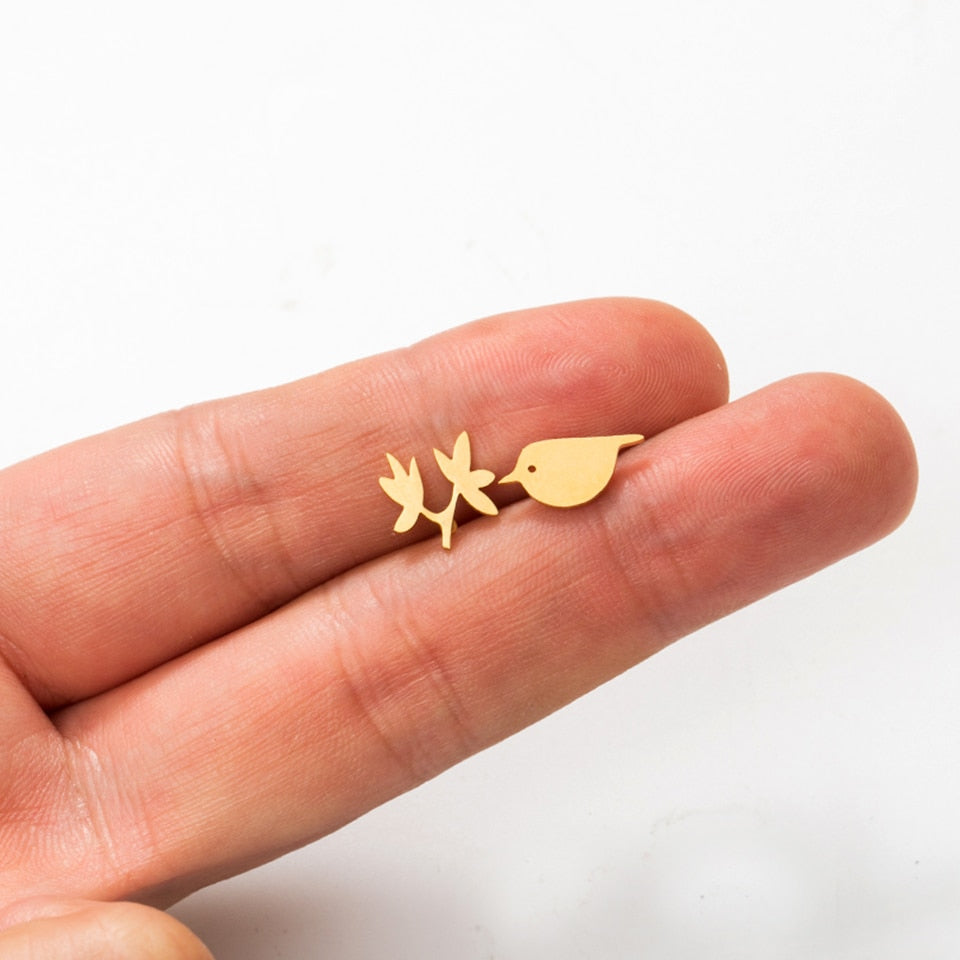 Creative Branch Bird Stud Earring Wedding Party Birthday Gift Jewelry Cute