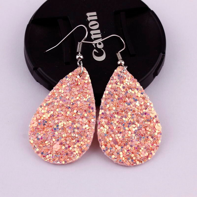 Glitter Sparkling Water Drop Shaped Lady Cute Dangle Earrings for Women Jewelry